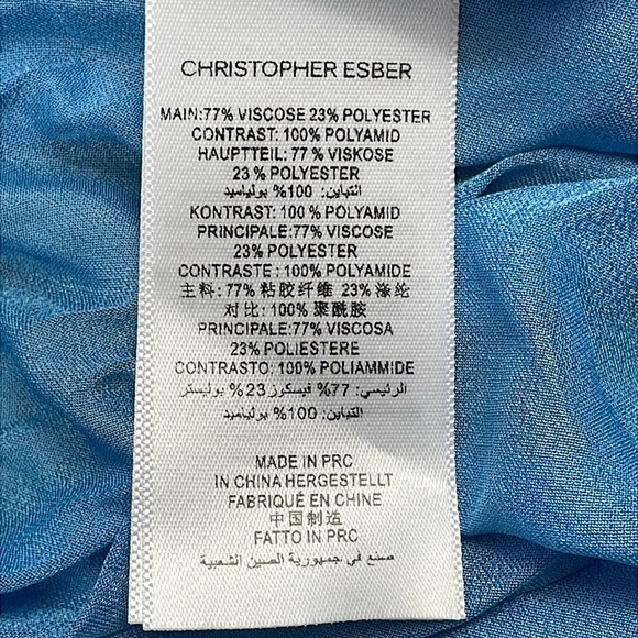 NWT Christopher Esber Tucked Negligee Slip Dress Cutout Tucked Chiffon Blue 10 - Picture 14 of 15